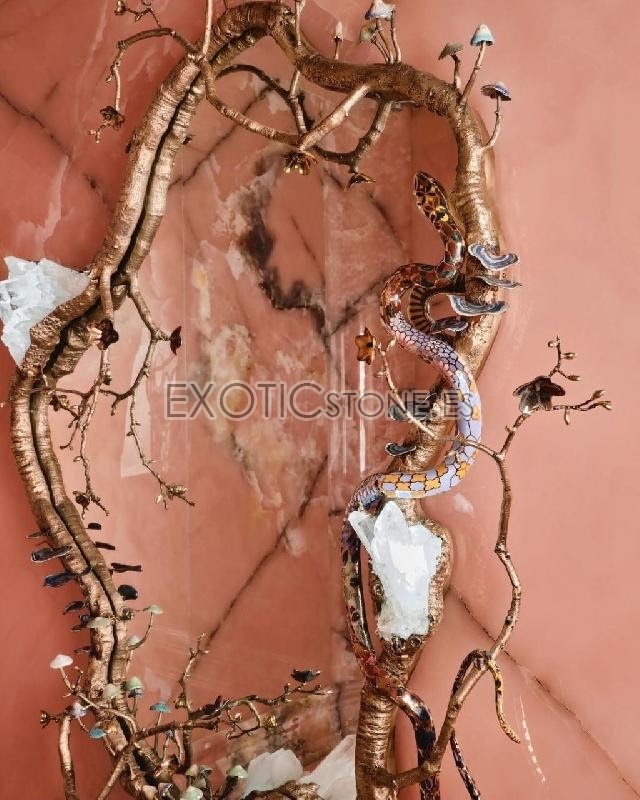 Espejo decorativo de Baño con Detalles en Piedra