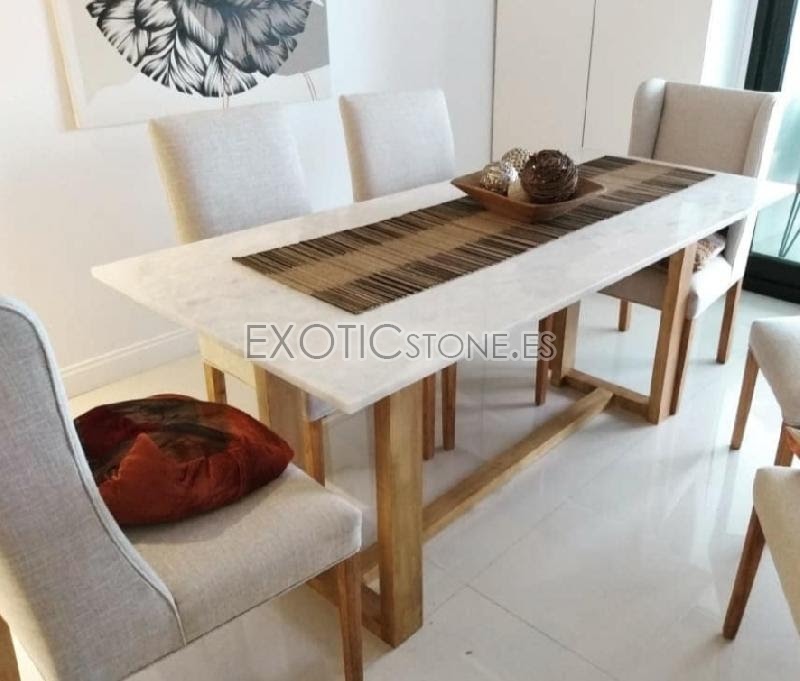 Mesa de Comedor Rectangular Mármol Blanco