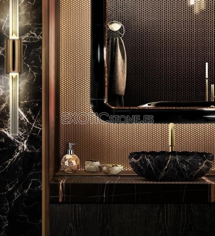 Lavabo Negro con Pared a Juego