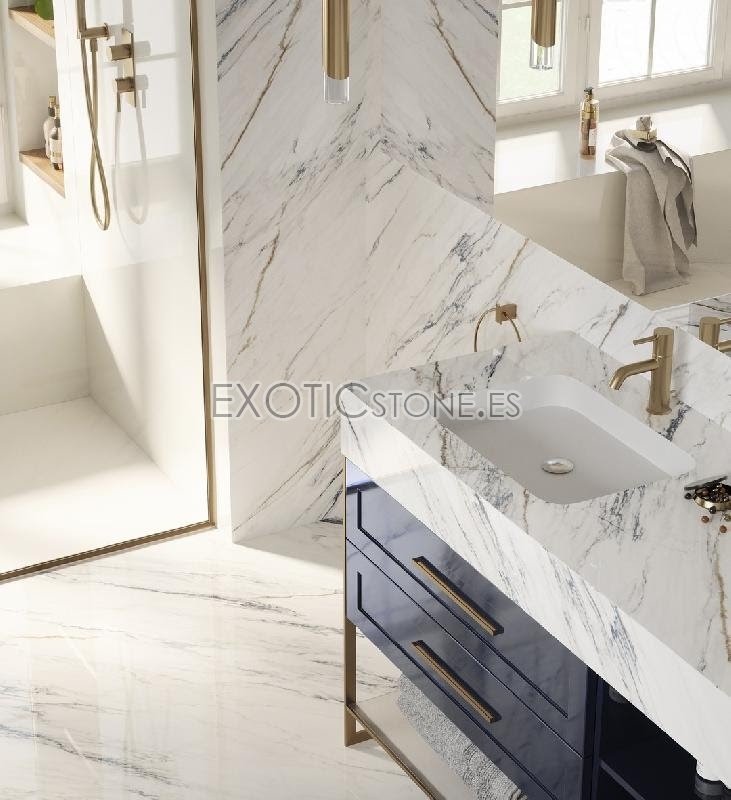 Encimera de Lavabo en Cuarcita Cristallo: Elegancia y Durabilidad para Tu Baño en España