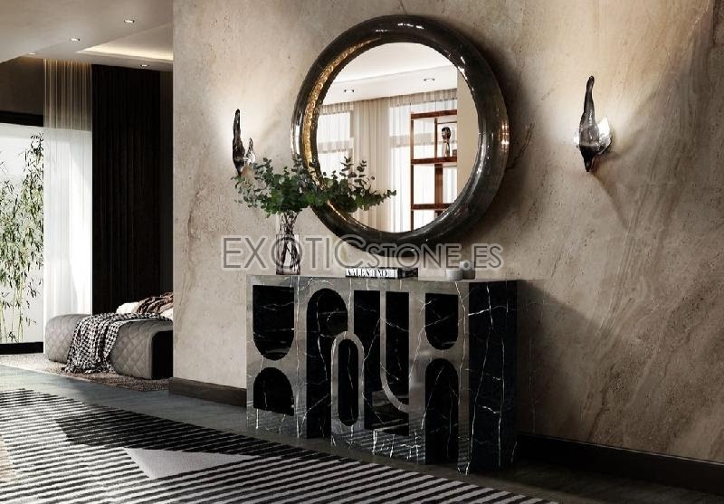 Mueble de Recepción de Diseño en Mármol Negro Marquina por Exotic Stone