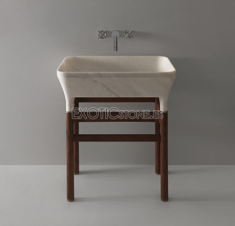 Lavabo Minimalista  Piedra Natural y madera