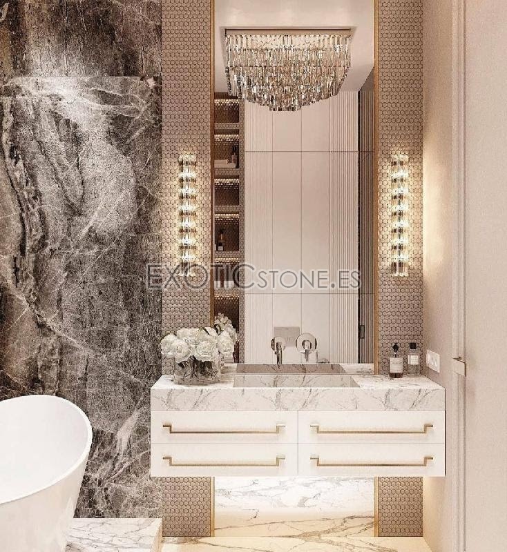 Lujo en Cada Gota: Lavabo de Mármol Pietra Grey de Exotic Stone