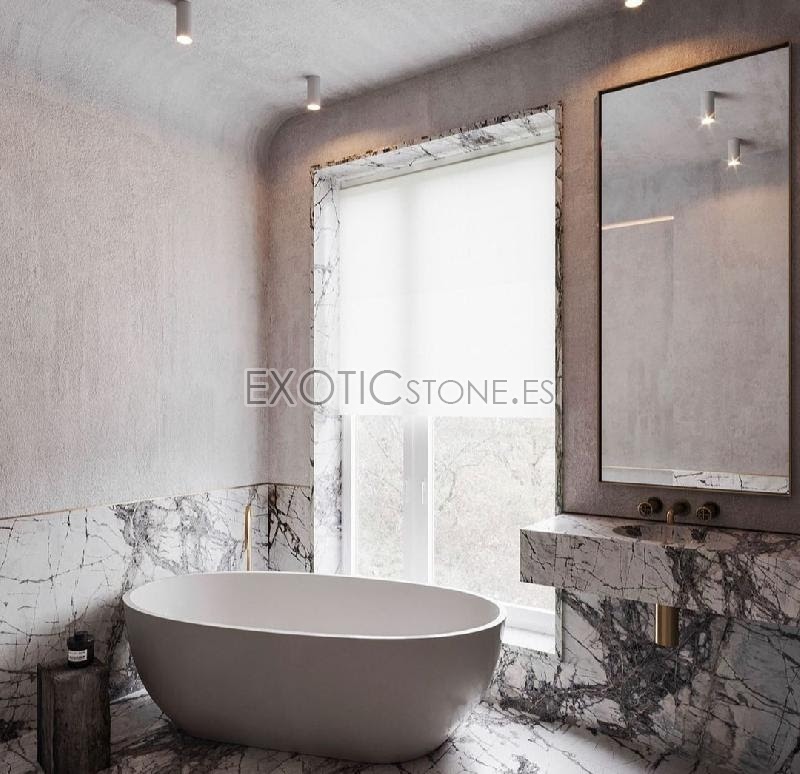 Elegancia Imperecedera: Baño Revestido en Mármol Invisible White, la Excelencia de Exotic Stone