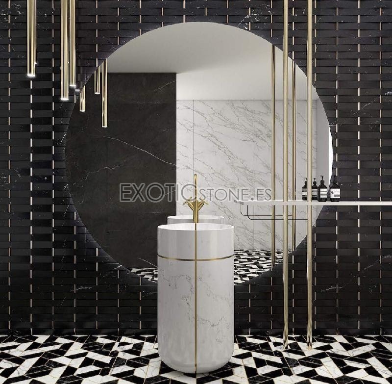 Elegancia Inmaculada: Lavabo en Mármol Blanco Carrara de Exotic Stone, Un Toque de Lujo para tu Baño