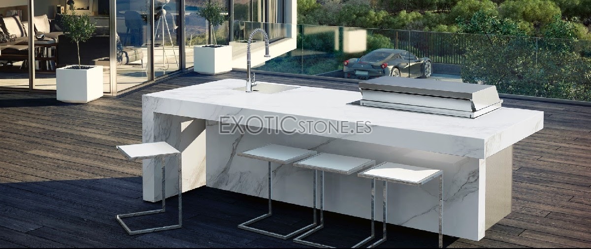 Cocina Exterior Piedra Natural Blanca